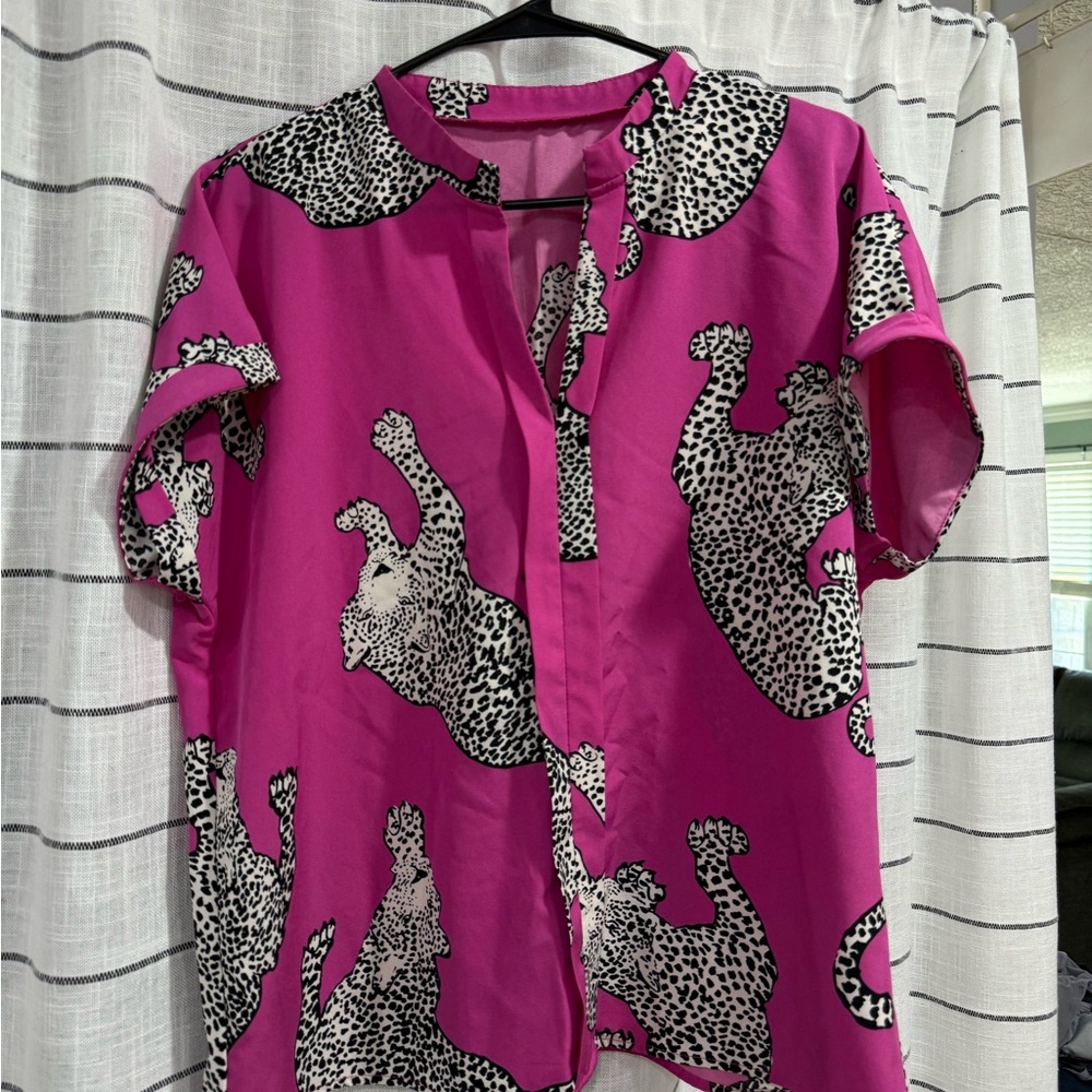 Pink Leopard Print Top